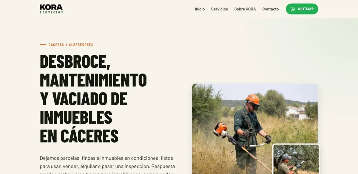 La web de KORA Servicios