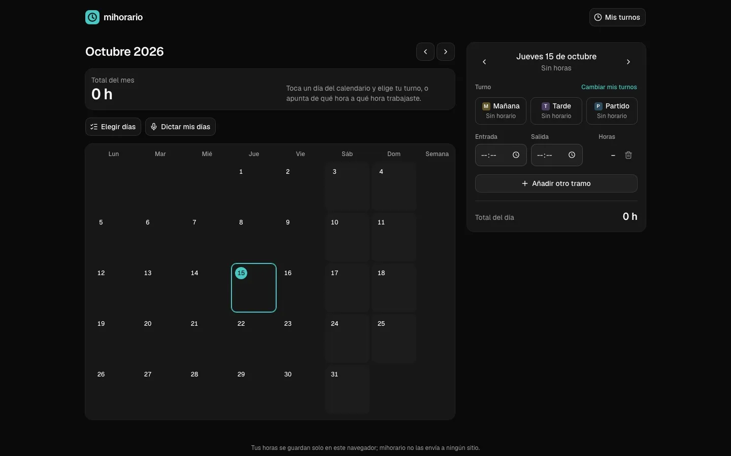 mihorario: el calendario del mes